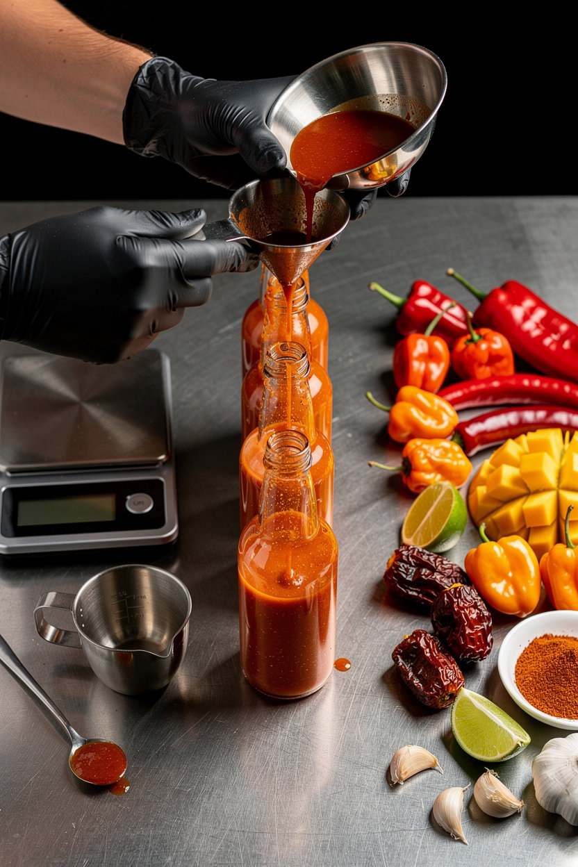 Riot Hot Sauce Co. small-batch production process showing ingredient selection and sauce crafting